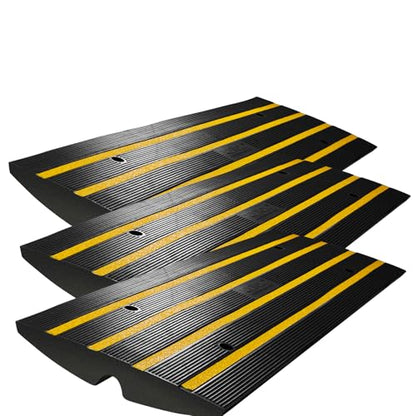 VEVOR Rubber Curb Ramp for Driveway 3 Pack, 15T Heavy Duty Sidewalk Curb Ramp, 48" Lx2.6 H Bridge Ramp for Garage for Low Cars, Wheelchairs, L.O.A. 12 FT - size: 2.6" Rise (3-Pack, 48" L)