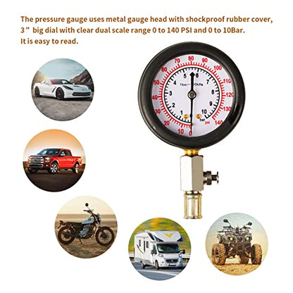Oil Pressure Tester Tool, Oil Pressure Gauge kit, 0-140 PSI Pressure Test Diagnostic Tools, Engine Oil Pressure Tester Tool kit, for car Truck (red) - color: red