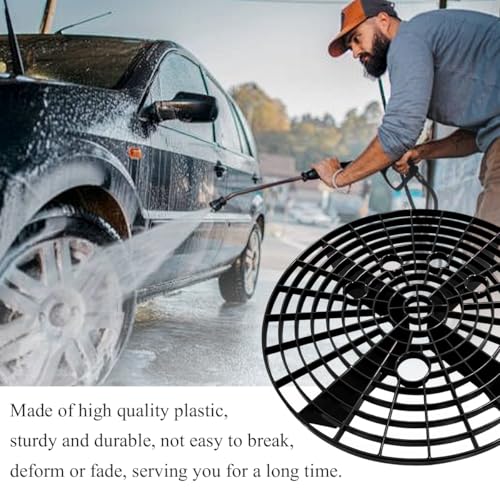 2 PCS Car Wash Bucket Insert, Plastic Wash Bucket Insert Removes Dirt Debris for Car Detailing Cleaning, Auto Detail Trap Fits 12 Inch Diameter or 3-5 Gallon Bucket (Black) - color: Black