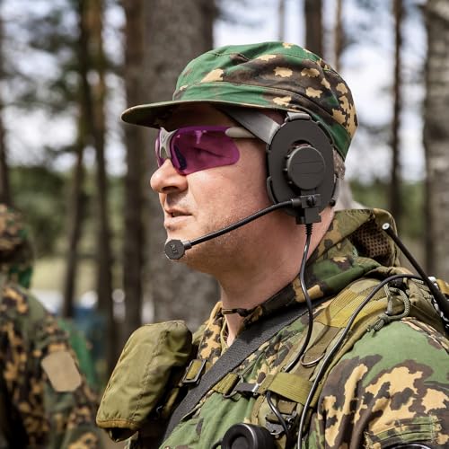 xaegistac Shooting Glasses with Case-Safety Glasses Anti Fog | Z87.1 Certificated Impact Resistance Safety Glasses for Hunting Shooting Sports - color: Purple Lens Khaki Frame