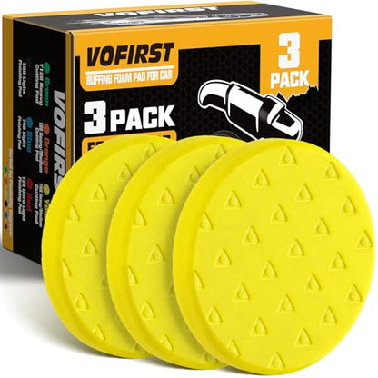 5.5IN Buffing Pads, Polishing Pad 3 Pcs 5.5 INCH Yellow Medium Cut Pad, High-Density Foam Buffing Pads for Car Boat Buffer Compounding, Polishing and Waxing - color: Yellow, size: 5.5 - Inch