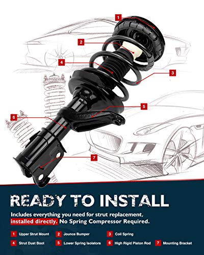 KAX Front Struts Fit for Grand Caravan 2008 2009 2010 Town & Country 2008-2010 3.8L V6, Front Shock Absorber Quick Complete Suspension Struts with Coil Spring, Replace 171128L 171128R Set of 2 - style: 171128L 171128R