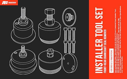 Rogierra Front+Rear Crankshaft Seal Remover & Installer Tool Set for Ford 6.7L Powerstroke Diesel 2011-2022 F250 F350 F450 F550 F650 F750 Super Duty, Replaces 303-1509 303-1510 303-1513 303-1514