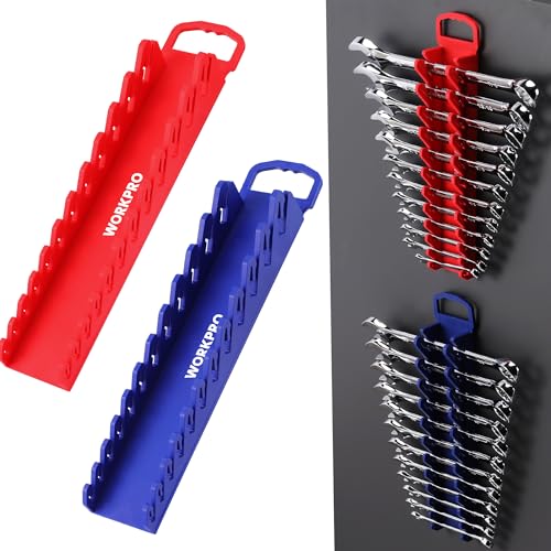 WORKPRO 2-Pack Magnetic Wrench Organizer, 12-Piece Gripper Wrench Holder | Suitable Stubby or Line Wrenches, Fits SAE (1/4" to 15/16") and Metric (6mm to 24mm), Flexible Teeth - style: Stubby Wrench Organizer(2PC)