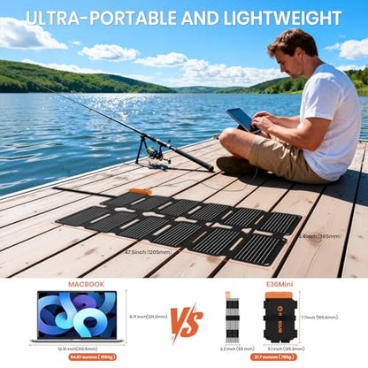 FlexSolar 36W Ultra-Portable Solar Panel Charger with Quick Charge, USB-A & USB-C & DC Ports, Ultra-Lightweight for Outdoor Emergency Power, Backpacking, Hiking, and Camping - size: E-36W