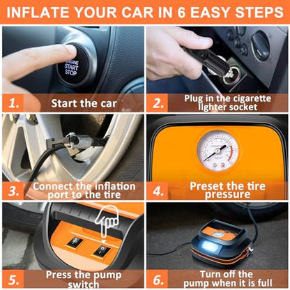 131 Pieces Car Emergency Safety Kit Bag with Air Compressor Jumper Cable Tire Pressure Gauge Roadside Emergency Car Kit for Vehicles
