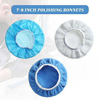 20 Pieces Car Orbital Buffer Polisher Pad Bonnet Microfiber Max Bonnet Polishing Buffing Pad Cover(7-8 Inches) - color: Blue, size: 7-8 Inches