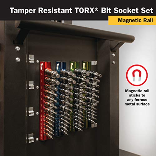 Titan 16121 12-Piece Tamper Resistant Torx Bit Socket Set, Magnetic Socket Organizer with Laser-Etched Size Markings - style: TR Torx
