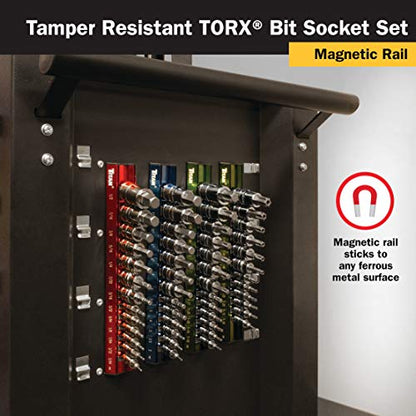 Titan 16121 12-Piece Tamper Resistant Torx Bit Socket Set, Magnetic Socket Organizer with Laser-Etched Size Markings - style: TR Torx
