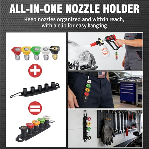 Pressure Washer Gun with Foam Cannon Kit, 1/4" Quick Connect, 5 Spray Nozzles, 1000-4000 PSI Pressure Washer Accessories, M22-14 Adapter & 3/8" Swivel Quick Connector for Car Wash & House Cleaning