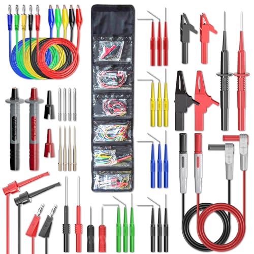 Goupchn Multimeter Test Leads Kit with Replaceable Probes Set, Banana Plug to Test Hook Leads, Alligator Clips and Wire Piercing Probes for Electrical Testing, Automotive Diagnostic - style: 47PCS