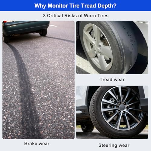 Tire Tread Depth Gauge 32nds, Luminescent Dial Tire Depth Gauge with Storage Bag,Professional Thread Depth Gauges for Cars, Trucks, Motorcycles