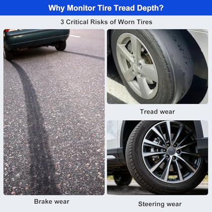Tire Tread Depth Gauge 32nds, Luminescent Dial Tire Depth Gauge with Storage Bag,Professional Thread Depth Gauges for Cars, Trucks, Motorcycles