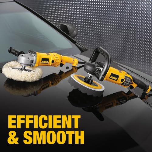DEWALT Buffer Polisher, 7-in-9-in, 12 amp, Variable Speed Dial 0-3,500 RPM’s, Soft Start Corded Car Buffer (DWP849X)