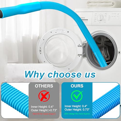 3PCS Upgraded Dryer Vent Cleaner Kit: Universal Vacuum Hose Attachment for Lint Removal Fits All Vacuums Cleaner Vacuum Hose With Brush Lint Brush Gloves - color: Blue Black
