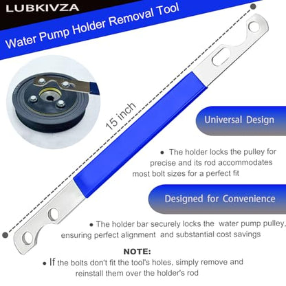 Professional Fan Clutch Removal Tool Kit with 32mm & 36mm Wrench Set and Water Pump Pulley Holder for BMW, Ford, GM, Dodge, Chevrolet, Jeep