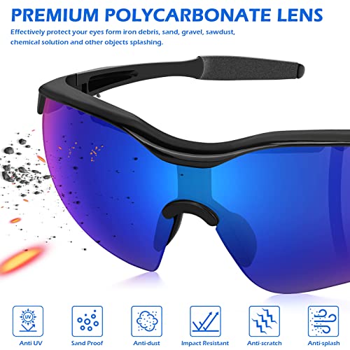OXG 6 Pack Tinted Safety Glasses for Men Women, Safety Goggles ANSI Z87.1 Protective Eyewear Scratch Resistant Eye Protection - color: Blue