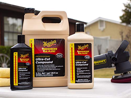 Meguiar's Mirror Glaze M105 Ultra-Cut Compound, Car Rubbing Compound for Removing Scratches and Heavy Swirls While Adding Shine, Safe and Effective on All Glossy Car Paint and Clear Coats, 1 Gallon - size: 1 Gallon, style: Ultra-Cut Compound