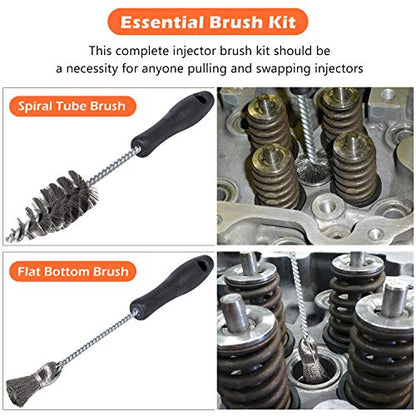 Injector Sleeve Cup/Seat/Bore Cleaning Brush Kit Replace AP0084 AP0085 3252 For 1994~2018 Ford Powerstroke 6.0L 6.4L 6.7L 7.3L / Caterpillar 3126 C7 C9 / Navistar/Maxxforce Stainless Steel (2 PCS)