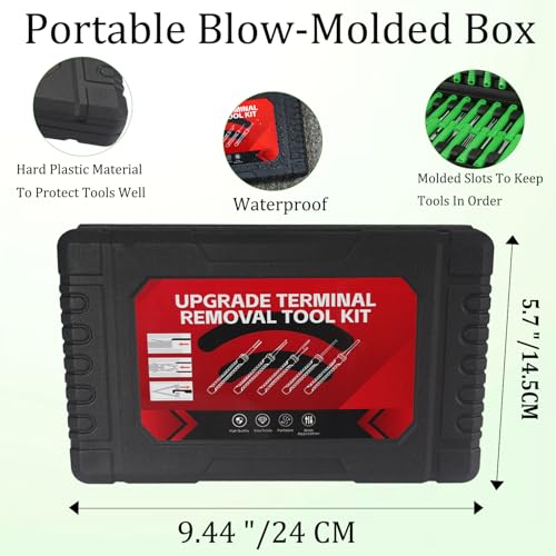 Terminal Removal Tool Kit-41Pcs Depinning Tool with Blow-Molded Case | 41Pcs Depinning Tools Kit Automotive Green Electrical Pin Removal Tool Kit for Auto Motorcycle Wire Harness and Connectors - color: Green