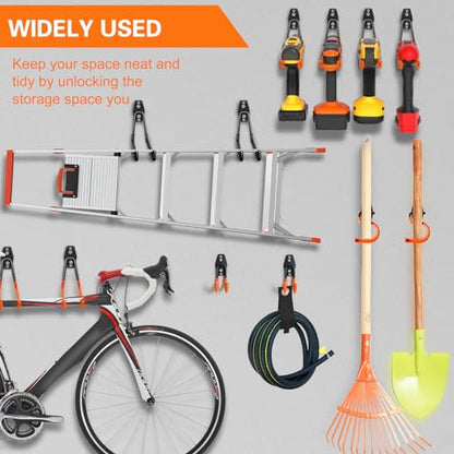 HUPBIPY 18 Pack Garage Hooks Heavy Duty, Wall Mount Ladder Hooks | Storage Organizer With a non-slip coating for Hanging Bicycles Garden Tools Ladders Hoses Ropes and Loose Items(Black) - color: 18 Pack Black