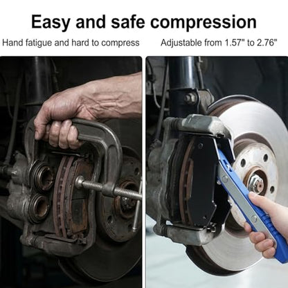 SYOWADA Brake Caliper Compression Tool, 360° Swing Ratchet Piston Spreader with 2 Extra Steel Plates, Heavy-Duty Design for Cars, Trucks, and SUVs (Blue) - color: BLUE
