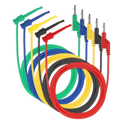 Sumnacon Multimeter Test Lead Set - 5Pcs Stackable Banana Plug to Test Hook Wire Cable Kit with Protective, Flexible Wire Leads for Electrical Testing 500V/5A 6.6Ft/2M - size: 6.6 ft