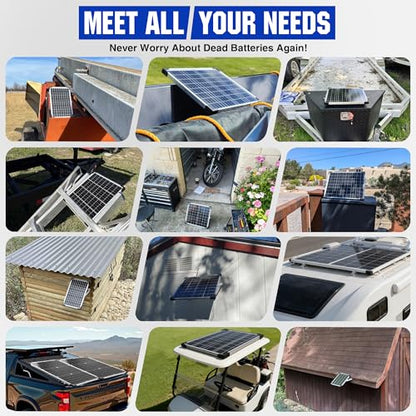 Voltset Solar Panel Kit 20W 12V with MPPT Controller, Solar Battery Trickle Charger Maintainer, Waterproof Solar Panel with Adjustable Mount Bracket for Boat RV Motorcycle Marine - size: 20W PRO