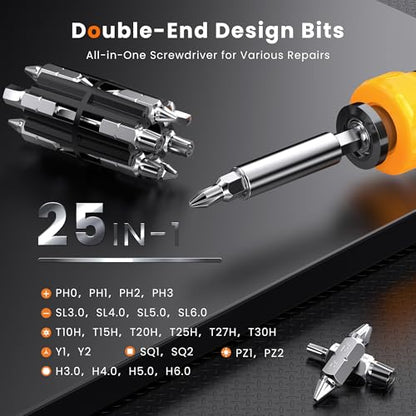 JOREST 25 in 1 Multi Screwdriver Set, Magnetic Multitool Screwdriver Tool All in One, Multibit Screwdriver with Torx, Flat Head, Phillips, Hex, Square, Portable Tool Kit for Daily Repairs