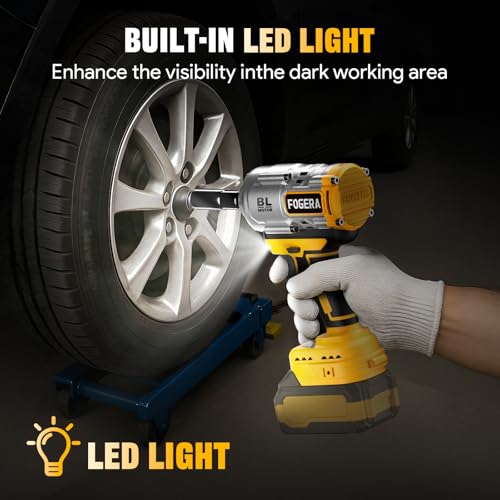 Cordless Impact Wrench 1/2 Inch - Compatible with Dewalt 20V Batteries, 1100 Ft-lbs (1500N.m) High Torque Impact Driver, Brushless Impact Gun with 3 Speed Modes & LED Light (Battery Not Included)