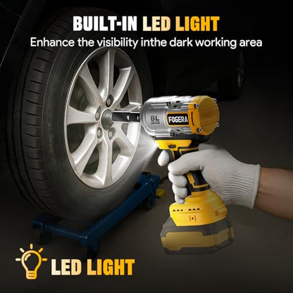 Cordless Impact Wrench 1/2 Inch - Compatible with Dewalt 20V Batteries, 1100 Ft-lbs (1500N.m) High Torque Impact Driver, Brushless Impact Gun with 3 Speed Modes & LED Light (Battery Not Included)