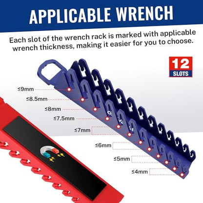 WORKPRO 8-Piece Magnetic Socket and Wrench Organizer Set | 6-Piece Socket Holders, 1/4" 3/8" 1/2" DR Tool Trays, For Metric SAE Sockets, 2-Piece Wrench Holders, For Metric SAE Wrenches