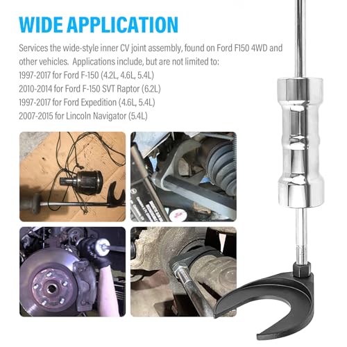 63mm Inner CV Axle Puller Removal Tool with Nut, Front Wheel Drive Axle Pulley Attachment, CV Joint Fork Adapter Fits Slide Hammers with 5/8"-18 Threads, CV Joint Axle Removing Tool - size: 63cm
