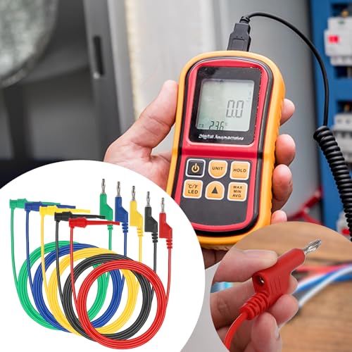 Sumnacon Multimeter Test Lead Set - 5Pcs Stackable Banana Plug to Test Hook Wire Cable Kit with Protective, Flexible Wire Leads for Electrical Testing 500V/5A 6.6Ft/2M - size: 6.6 ft