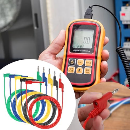 Sumnacon Multimeter Test Lead Set - 5Pcs Stackable Banana Plug to Test Hook Wire Cable Kit with Protective, Flexible Wire Leads for Electrical Testing 500V/5A 6.6Ft/2M - size: 6.6 ft