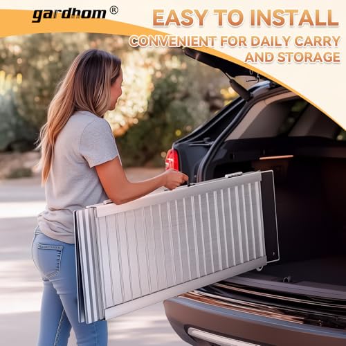 Portable Wheelchair Ramp 3FT, gardhom Non Skid Aluminum Folding Wheelchair Ramp Handicap Ramp Wheel Chair Ramps for Home Entrance Threshold Doorways Stairs Curbs Scooter - size: 3 Foot (Pack of 1)