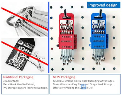 Small Wrench Set, 10-Piece Mini Combination Wrench Set, Ignition Wrench, Micro&Thin, Metric Size: 4mm, 4.5mm, 5mm, 5.5mm, 6mm, 7mm, 8mm, 9mm, 10mm, 11mm, with Unique Wrench Organizer (Blue) - size: METRIC