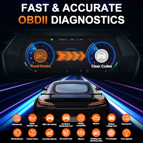 OBD2 Wireless Scanner Diagnostic Tool, Check Engine Car Code Reader 96000+ DTC Scanner with Reset for iOS & Android, Mode 6, Mode 8 & I/M Readiness Diagnostic Scanner for All Vehicles Since 1996
