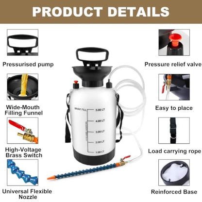 5L Transmission Fluid Pump, Manual Transmission Fluid Transfer Pump with Transparent PU Hose, Brass Switch Valve & Universal Bamboo Nozzle, Oil Filling System for Cars, Trucks, SUV, Marine - size: Fluid Pump-5L