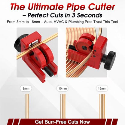 25ft Brake Line Kit with Deburring Tools, 3/16” & 1/4” Copper Steel Tubing, Includes Double/Single Flare Tool, Tube Cutter, Bender & Fittings, Universal Car & Truck DIY Repair Set - size: L-Double Flare
