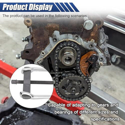 2-Jaw Gear Puller 4 Inch, Adjustable Two Jaws Bearing Puller for Pulley Flywheel Gear Removal – Heavy Duty Steel Puller Tool for Internal & External Use, Non-Slip Grip with Hexagonal Screw