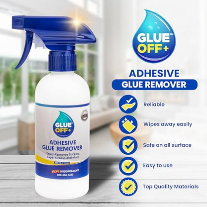 Perco Glue Off Adhesive Remover - 10 fl. oz with Scraper & Plastic Razor | Glue Remover Spray Effortlessly Erase Adhesive Hassles & Car Stickers - for Label Sticker Residue - size: 10 Fl Oz (Pack of 1)