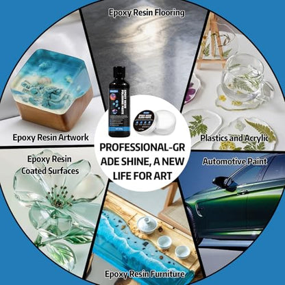 Resin Polishing Kit, Resin Sanding and Polishing Kit, Epoxy resins polishings Kits, Remove Scratches, Achieve a Mirror Effect, Restoring the Shine to Tables and Handicrafts