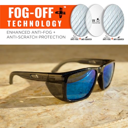 Ergodyne Skullerz SIXTEN Safety Sunglasses with Side Shields, Anti Fog - color: Blue Mirror Lens