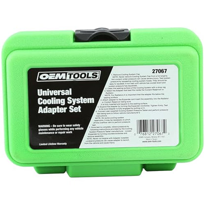 OEMTOOLS 27067 Universal Cooling System Adapter Set, Works with Auto Coolant Pressure Tester to Test Pressure in Most Vehicles, Fits Plastic Reservoirs