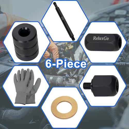 ReluxGO Diesel Injector Puller Tool with Slide Hammer, Common Rail Injector Remover w/ M8, M12, M14 Thread Adapter