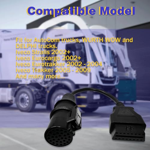 Truck OBD1 to OBD2 Cable for Iveco 30 Pin OBD2 Diagnostic Cable Adapter | Compatible with Iveco 30pin Connector,Heavy Duty Truck OBDii Diagnostic Adapter Work with ELM 327 Scanner Tools/Code Reader - style: Fit for Iveco 30pin
