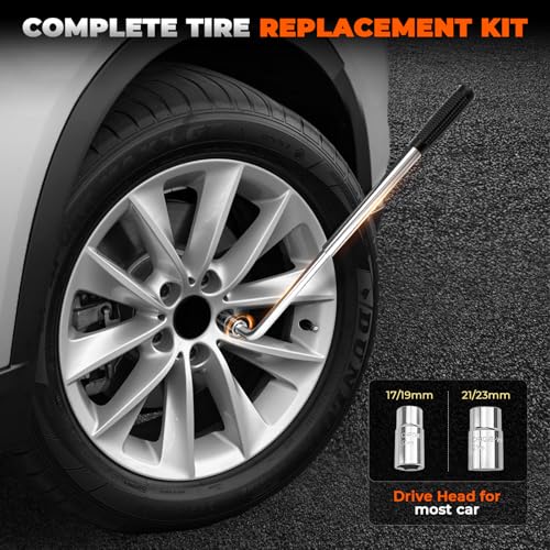 3-Ton Scissor Jack Kit for BMW & MINI with Rubber Jack Pads, Car Spare Tire Repair Tool Kit for BMW with Scissor Jack, Tire Changing Tools for BMW with Telescoping Lug Wrench (17/19/21/23mm)