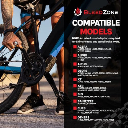 BleedZone Oil Funnel Kit with Stopper for Shimano Hydraulic Brakes, Spill-Free Funnel Compatible with Shimano Brake Bleed Kits for MTB Brakes