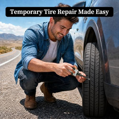 Tire Repair Kit, 60PCS Rubber Tire Repair Plugs, 3-in-1 Ratchet Tool | With Screwdriver, Needle Nose Pliers & EVA Storage Case, Tubeless Emergency Repair Kit for Car, Motorcycle, SUV & Truck